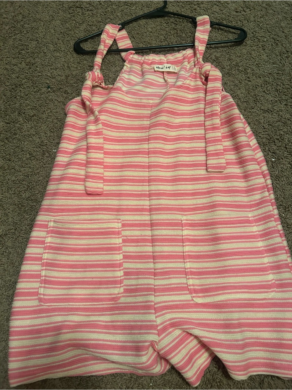 Striped Pink & Cream Cotton-Blend Romper